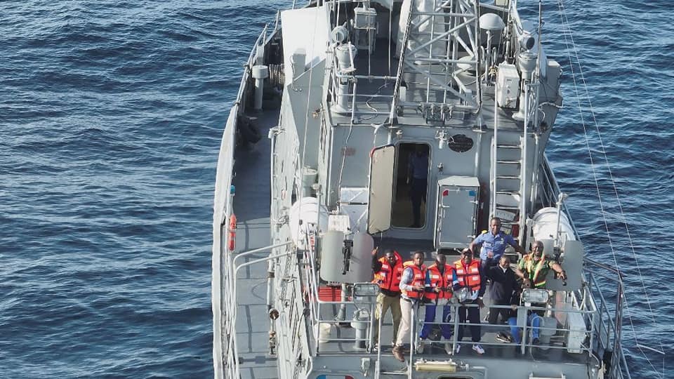 staff on maritime inspection on ship 23