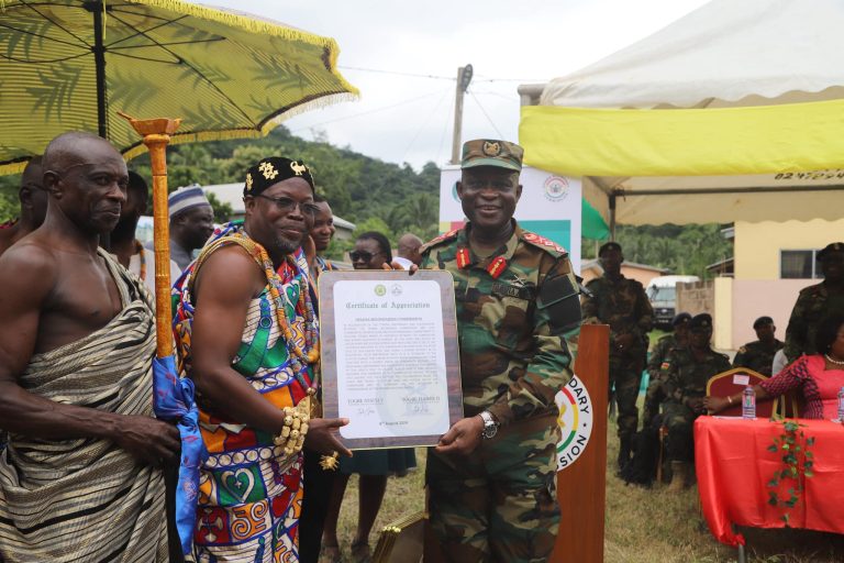 Commissioning Of Rehabilitated Health Centre At Leklebi-Kame By Ghana Boundary Commission – 8th August 2024 gen kotia with chief of leklebi kami 24