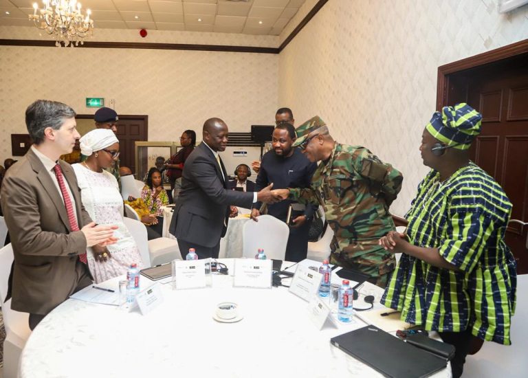 Three West African Boundary Commissions and a Directorate Unite To Harmonise Priorities For The Governance of The International Boundaries minister and gen handshake